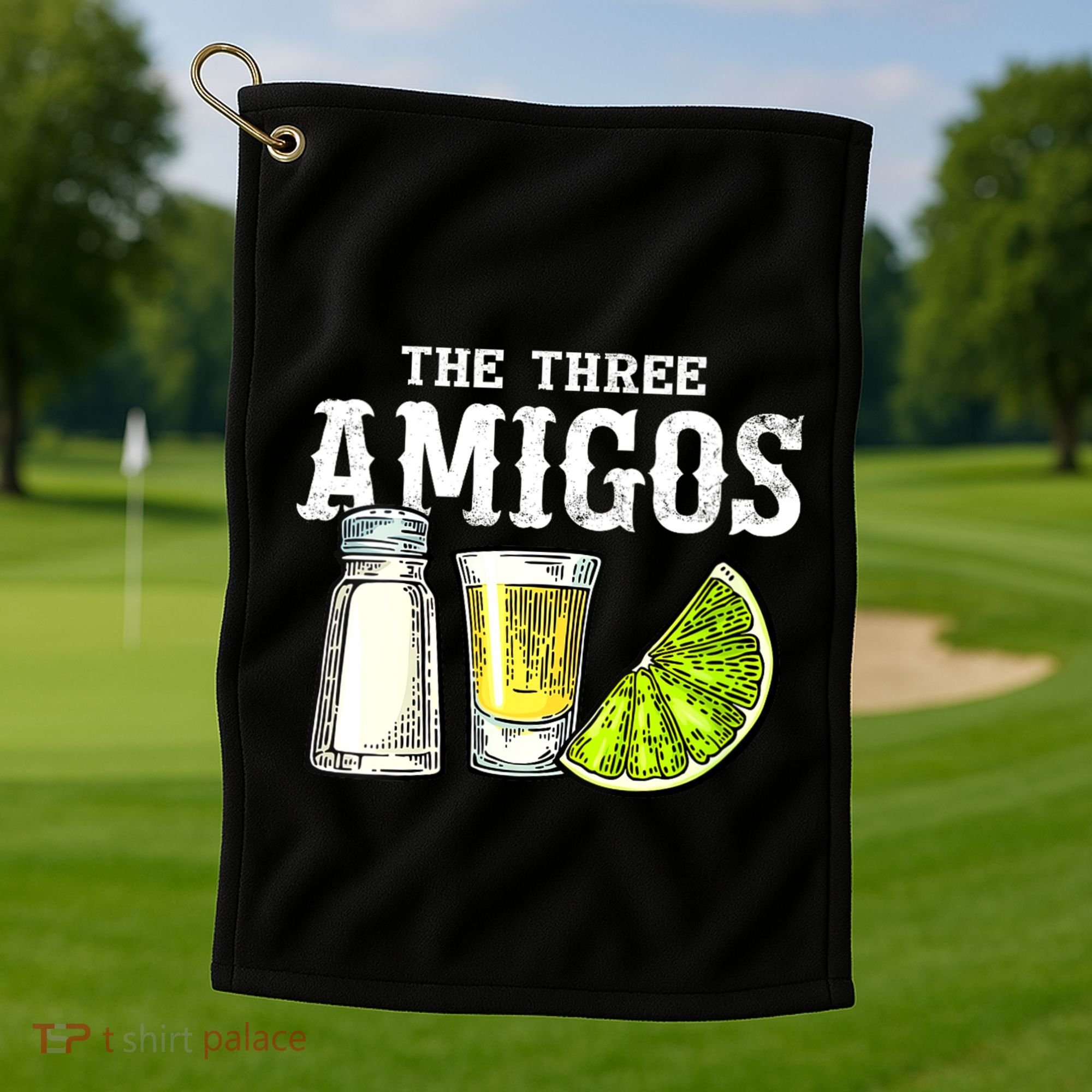 The Three Amigos Lime Salt Tequila Funny Cinco De Mayo Gifts Golf Towel