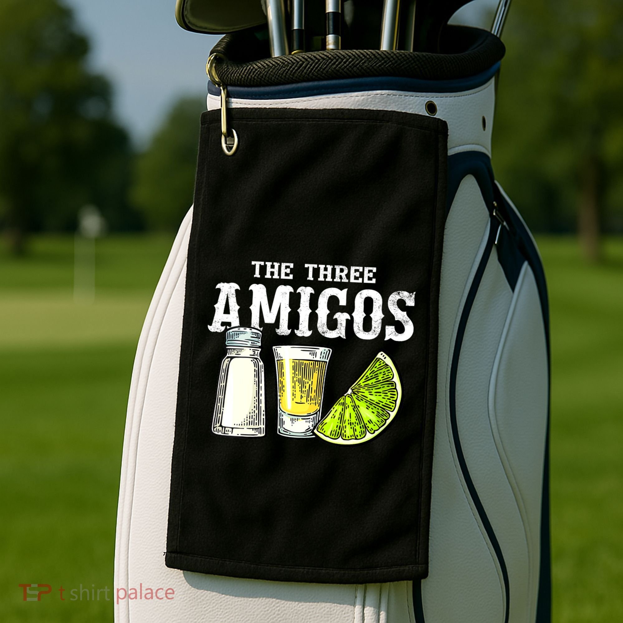 The Three Amigos Lime Salt Tequila Funny Cinco De Mayo Gifts Golf Towel