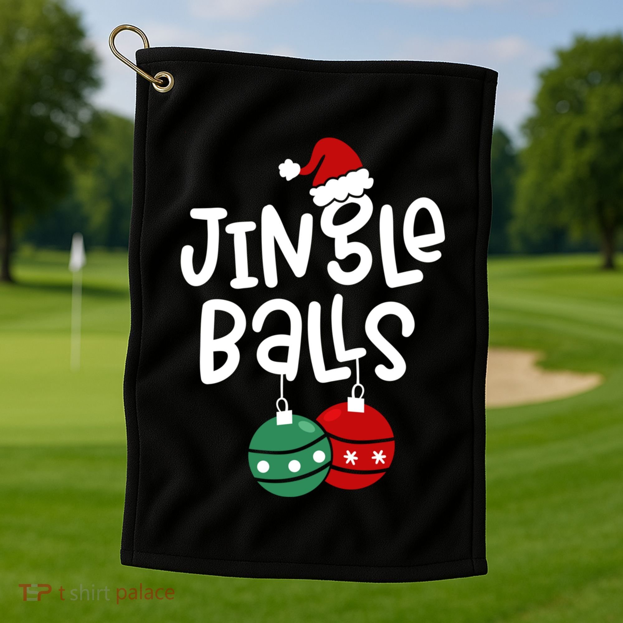 Tinsel Tits Jingle Balls Funny Matching Christmas Couple Chestnuts Golf Towel