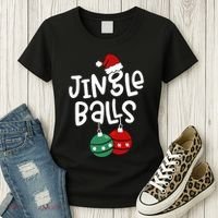Tinsel Tits Jingle Balls Funny Matching Christmas Couple Chestnuts Women's T-Shirt thumb 3