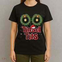 Tinsel Tits Jingle Balls Funny Matching Christmas Couple Chestnuts Red Buffalo Plaid T-Shirt thumb 4