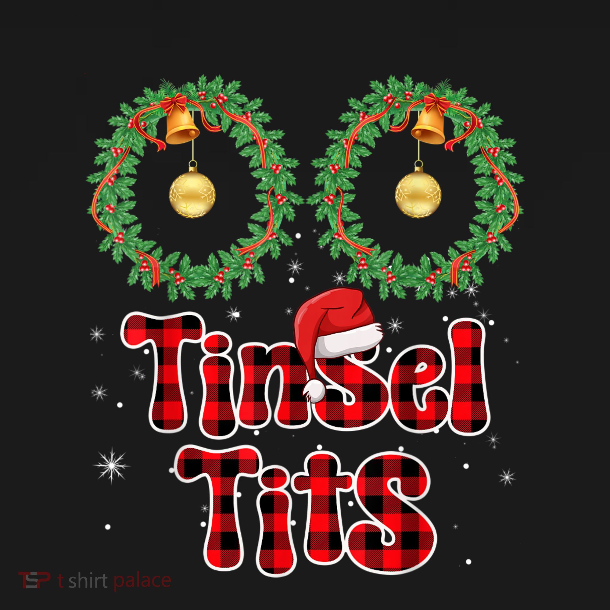 Tinsel Tits Jingle Balls Funny Matching Christmas Couple Chestnuts Red Buffalo Plaid Women's Hoodie
