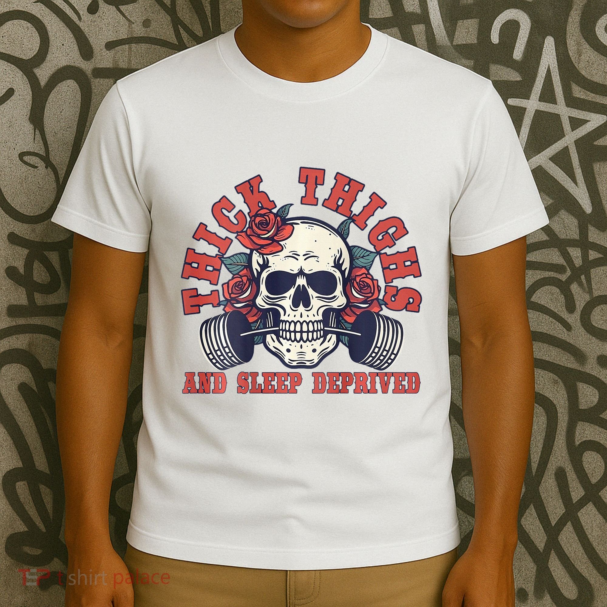 Thick Thighs And Sleep Deprived On Back T-Shirt