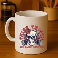 Thick Thighs And Sleep Deprived On Back Coffee Mug thumb 4
