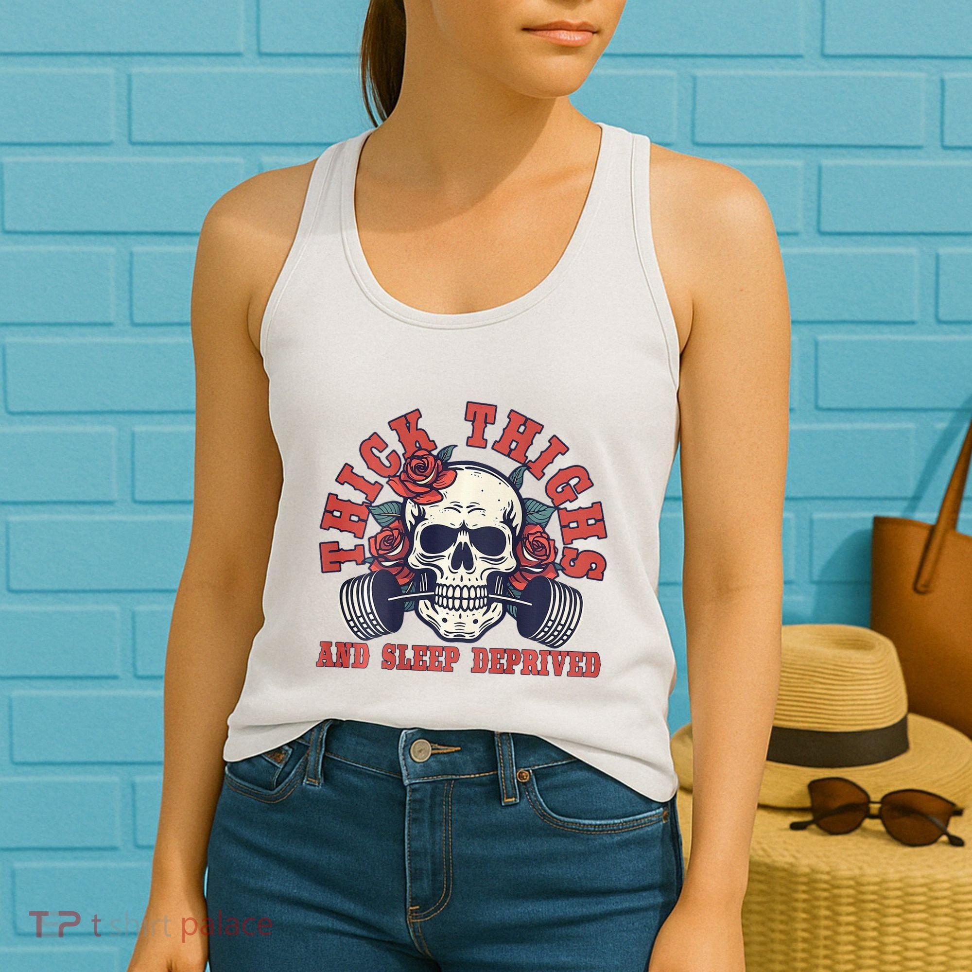 Thick Thighs And Sleep Deprived On Back Women's Tank Top