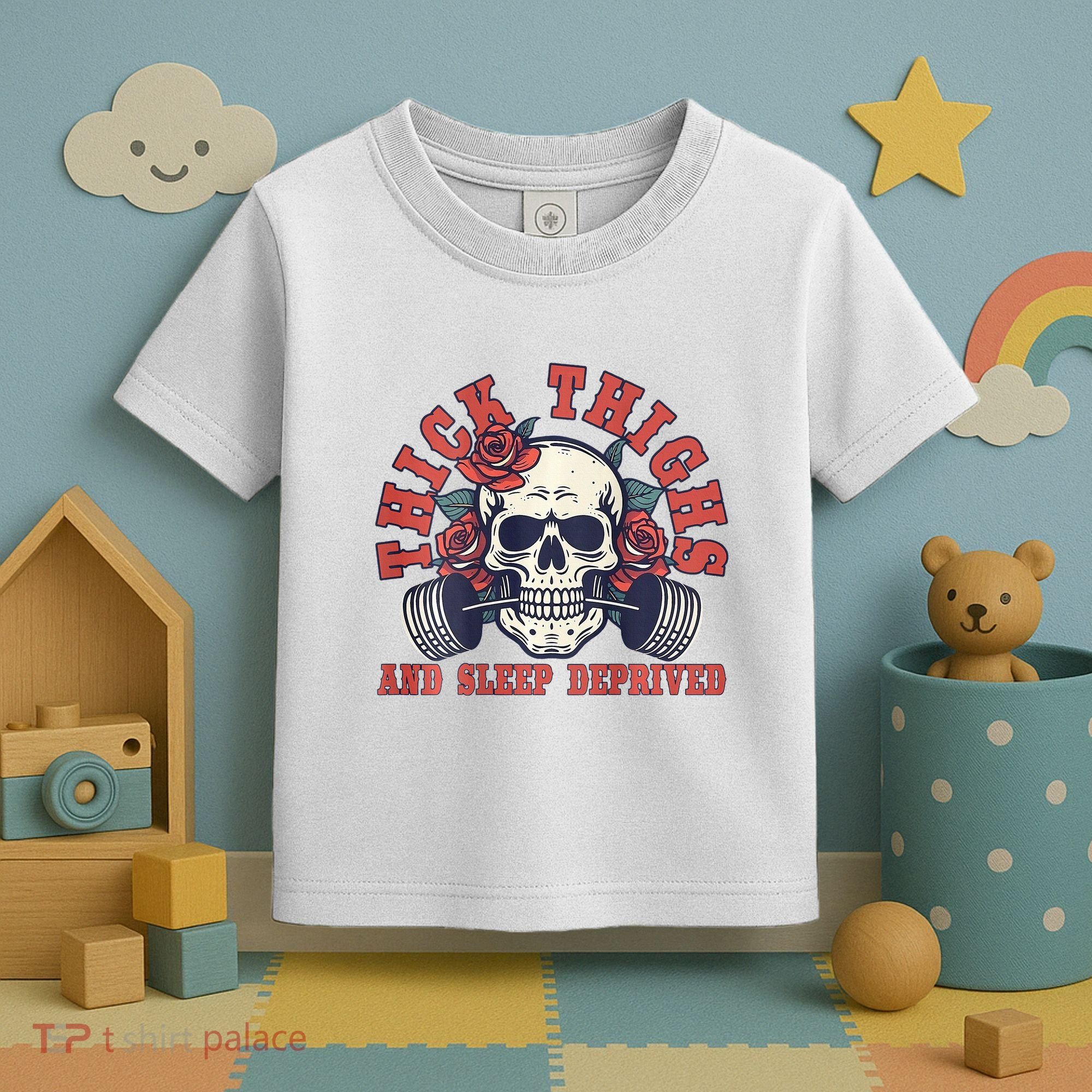 Thick Thighs And Sleep Deprived On Back Toddler T-Shirt