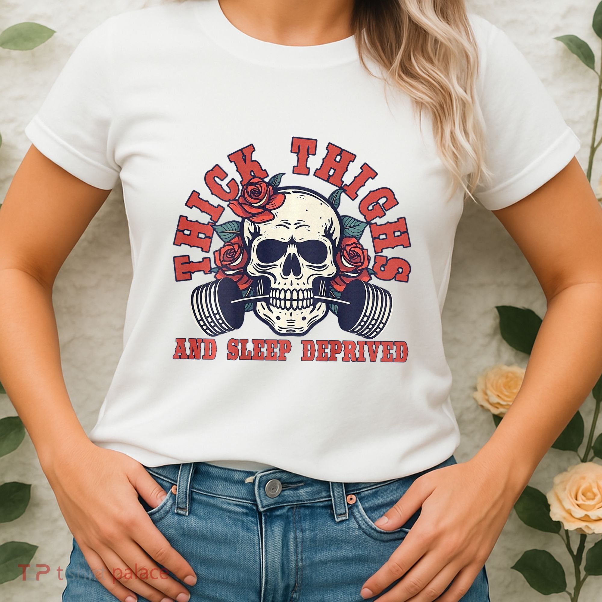 Thick Thighs And Sleep Deprived On Back Women's T-Shirt