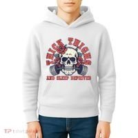 Thick Thighs And Sleep Deprived On Back Kids Hoodie thumb 4