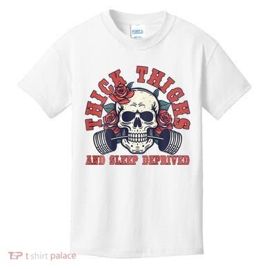 Thick Thighs And Sleep Deprived On Back Kids T-Shirt