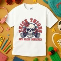 Thick Thighs And Sleep Deprived On Back Kids T-Shirt thumb 3