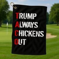 Taco Trump Always Chickens Out Golf Towel thumb 1