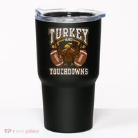 Thanksgiving Turkey And Touchdowns Football Tumbler thumb 0