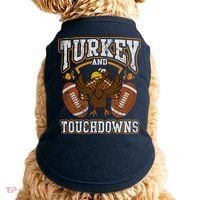 Thanksgiving Turkey And Touchdowns Football Doggie Tank thumb 0