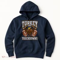 Thanksgiving Turkey And Touchdowns Football Hoodie thumb 0