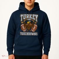 Thanksgiving Turkey And Touchdowns Football Hoodie thumb 2