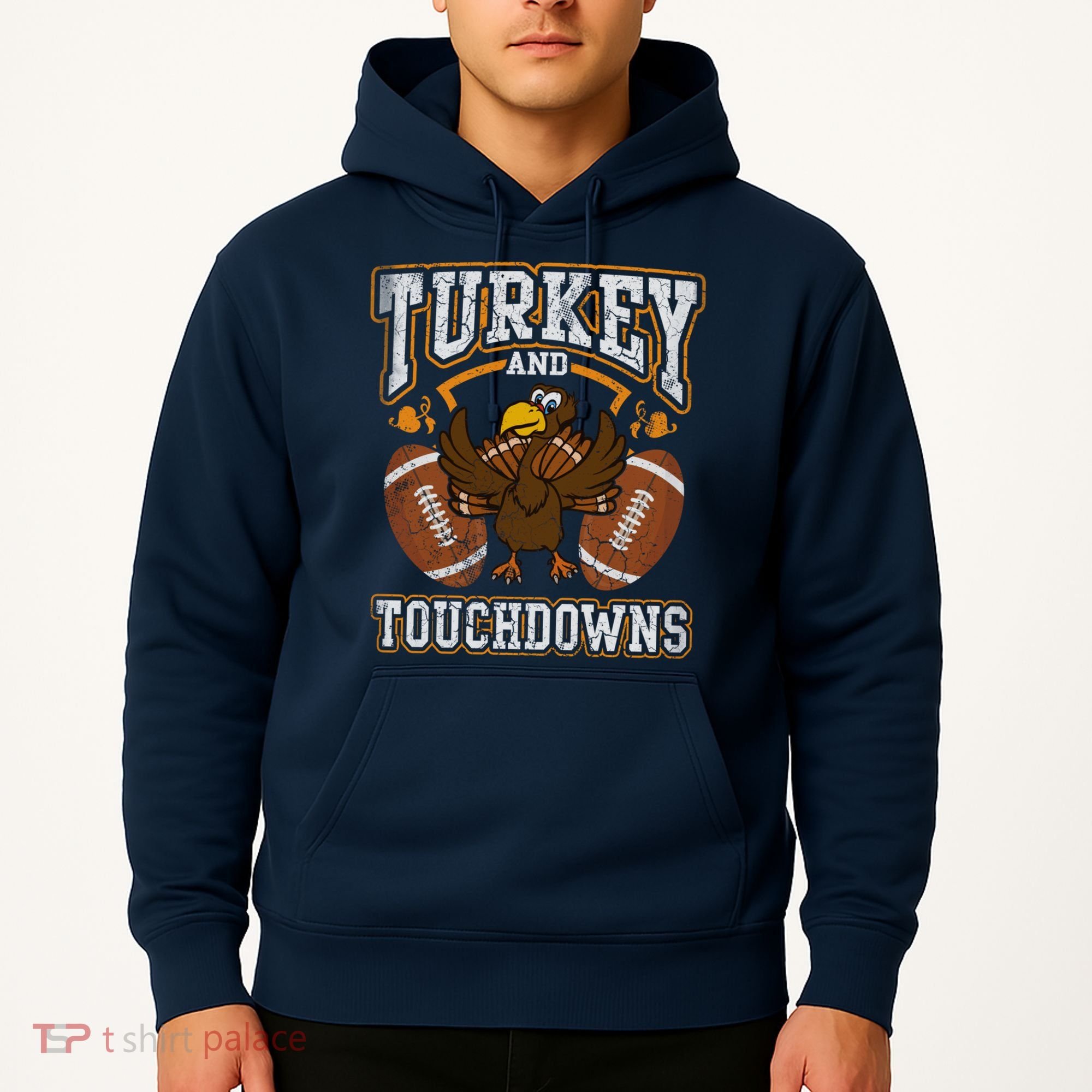 Thanksgiving Turkey And Touchdowns Football Hoodie