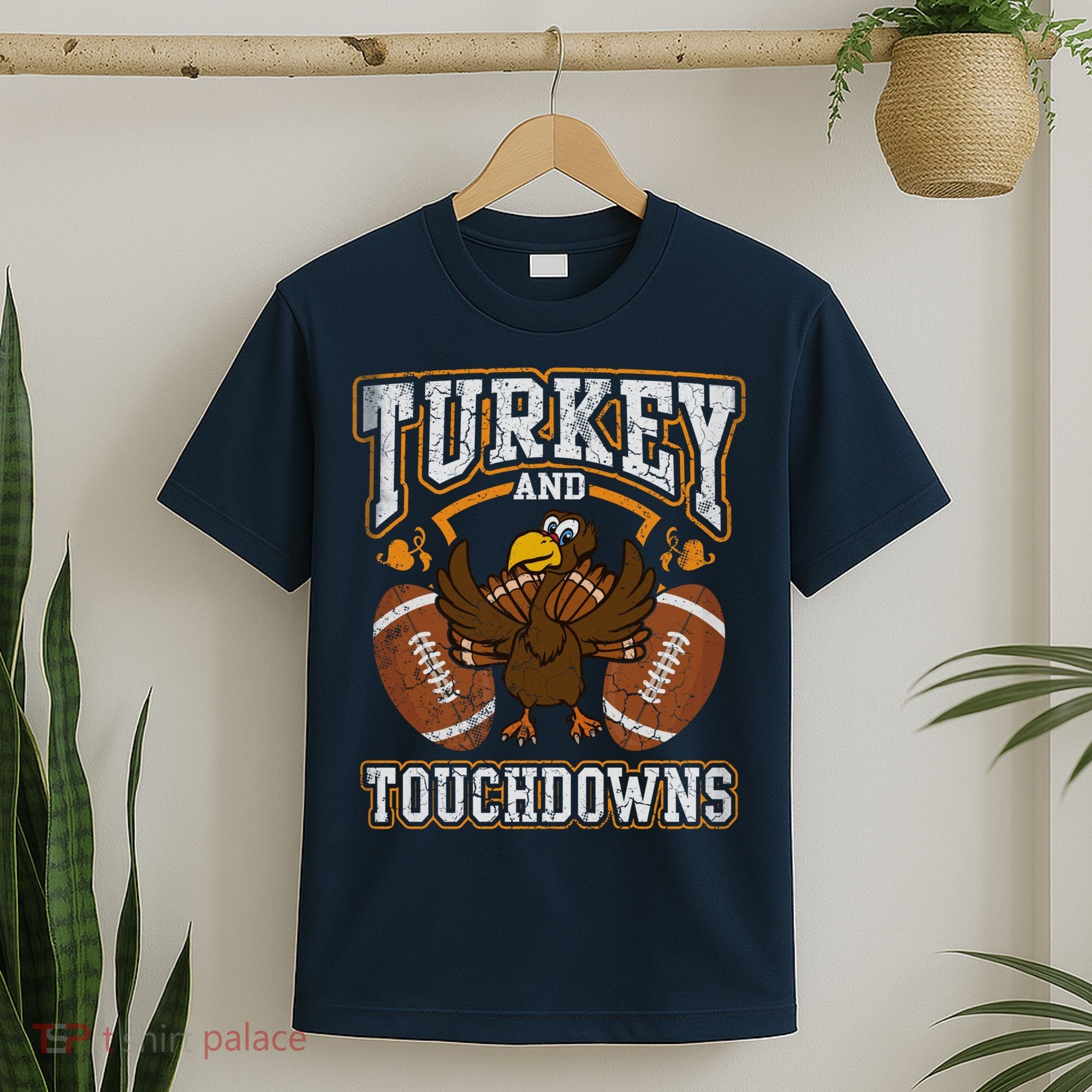Thanksgiving Turkey And Touchdowns Football T-Shirt