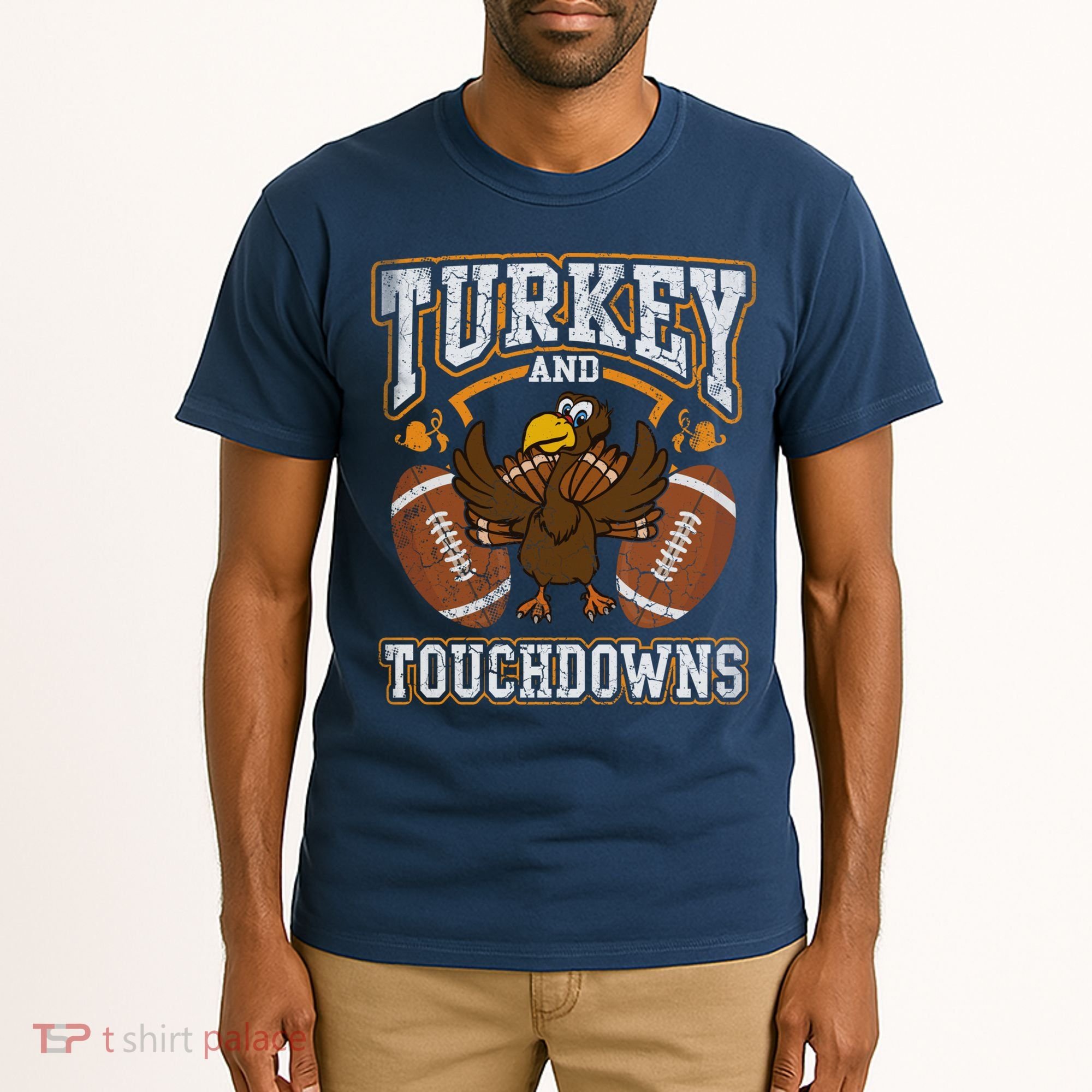 Thanksgiving Turkey And Touchdowns Football Tall T-Shirt