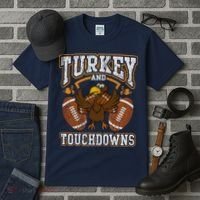 Thanksgiving Turkey And Touchdowns Football Tall T-Shirt thumb 3