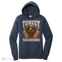 Thanksgiving Turkey And Touchdowns Football Women's Hoodie thumb 0