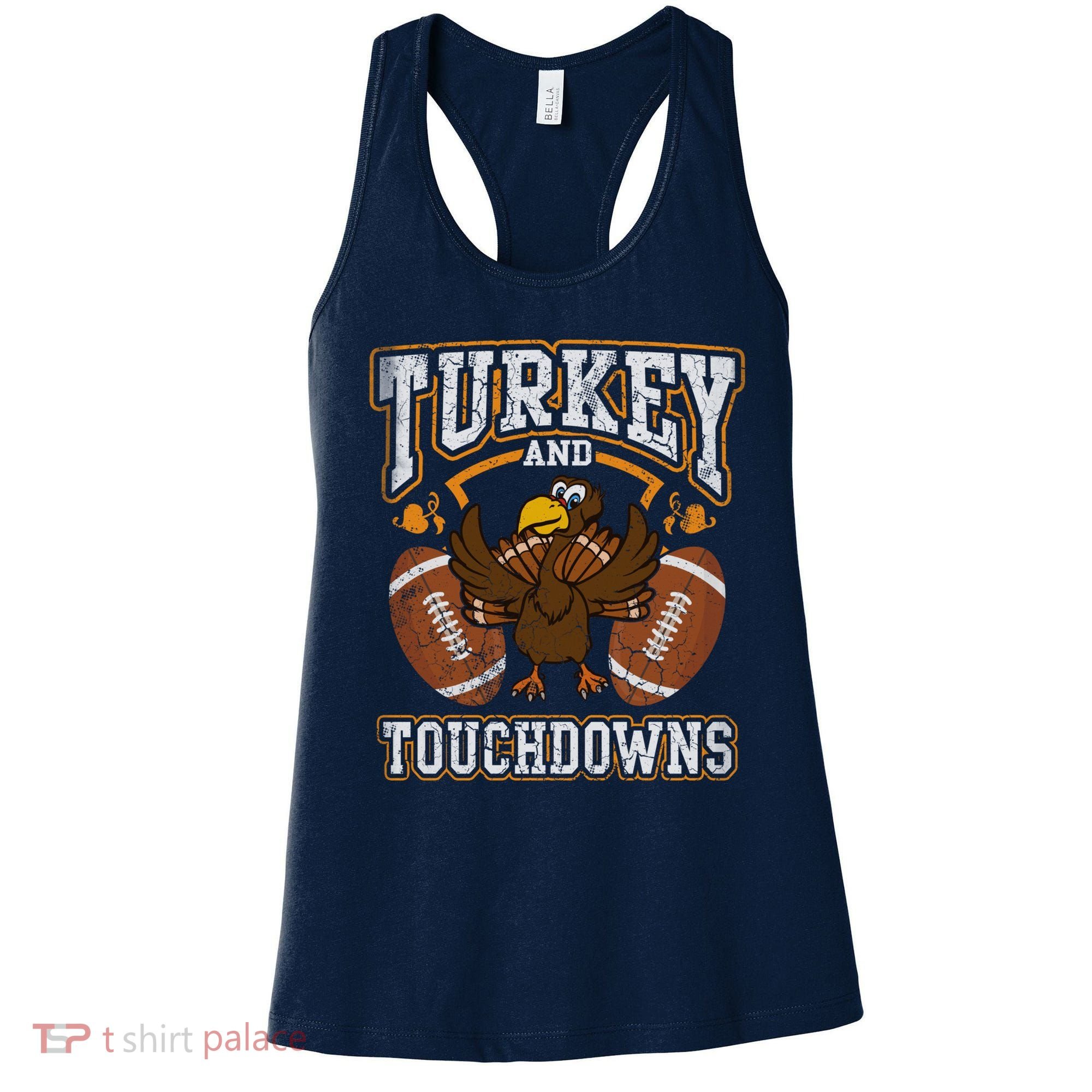 Thanksgiving Turkey And Touchdowns Football Women's Tank Top
