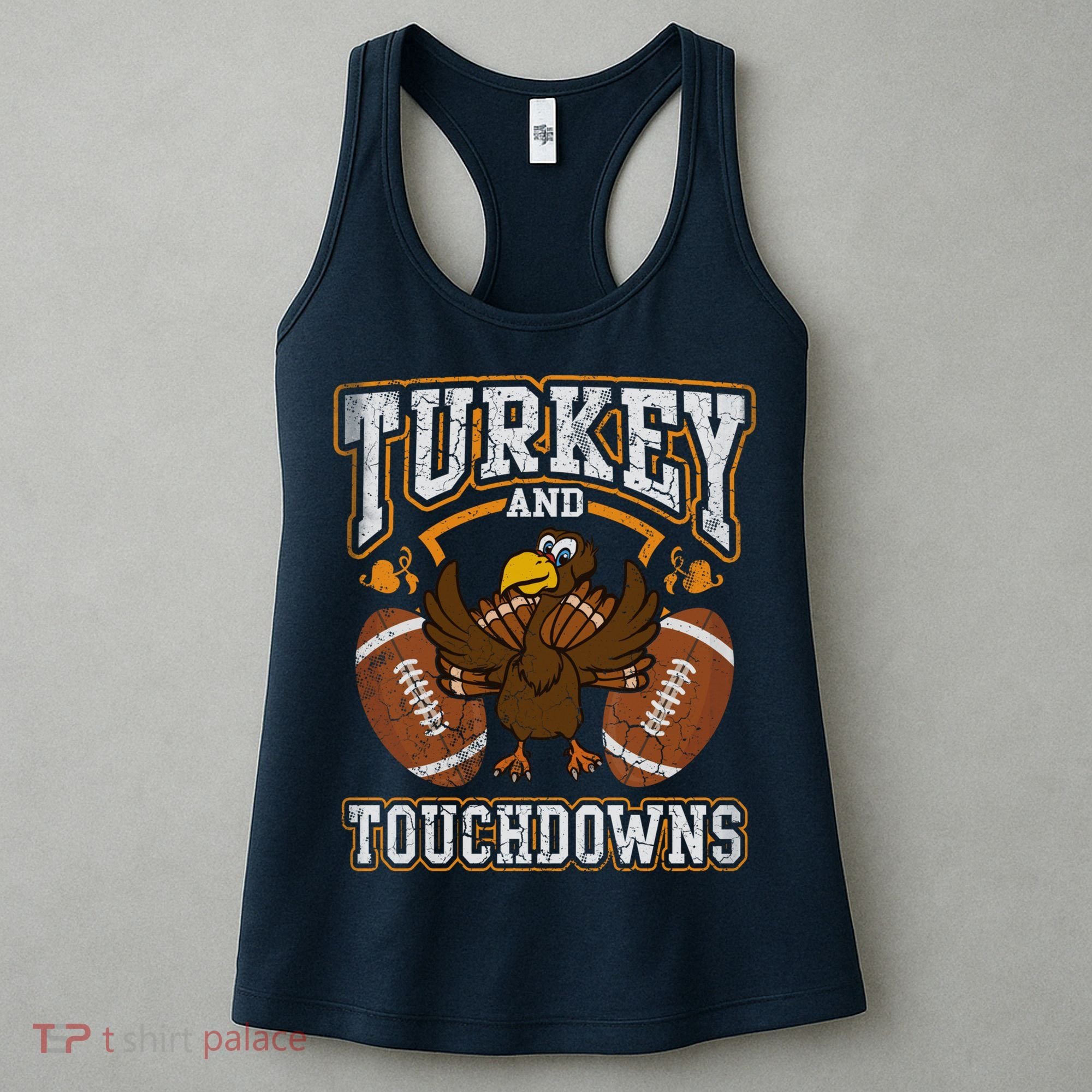 Thanksgiving Turkey And Touchdowns Football Women's Tank Top