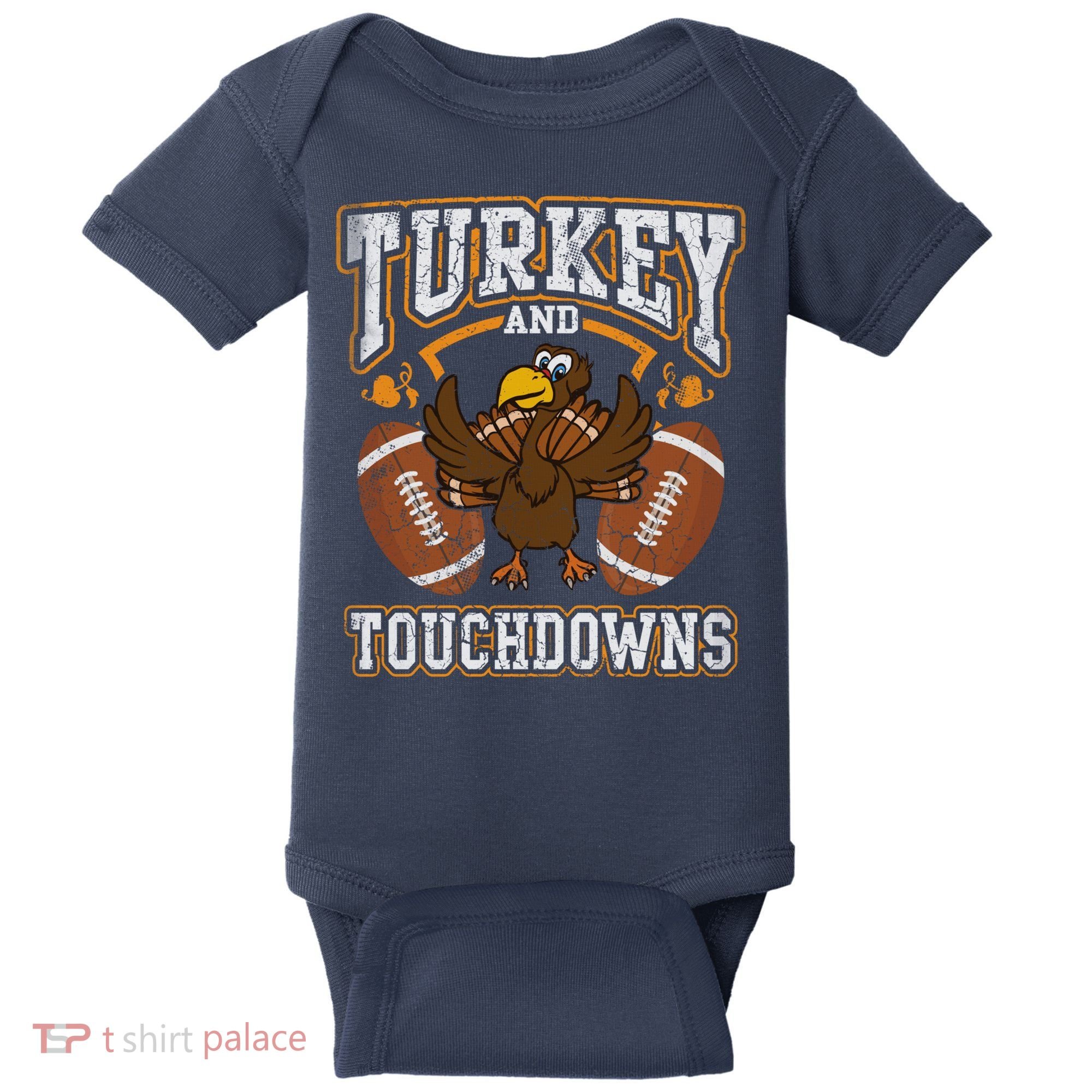 Thanksgiving Turkey And Touchdowns Football Baby Bodysuit