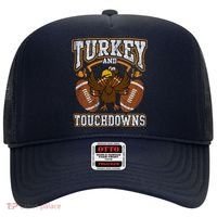 Thanksgiving Turkey And Touchdowns Football Hat thumb 0