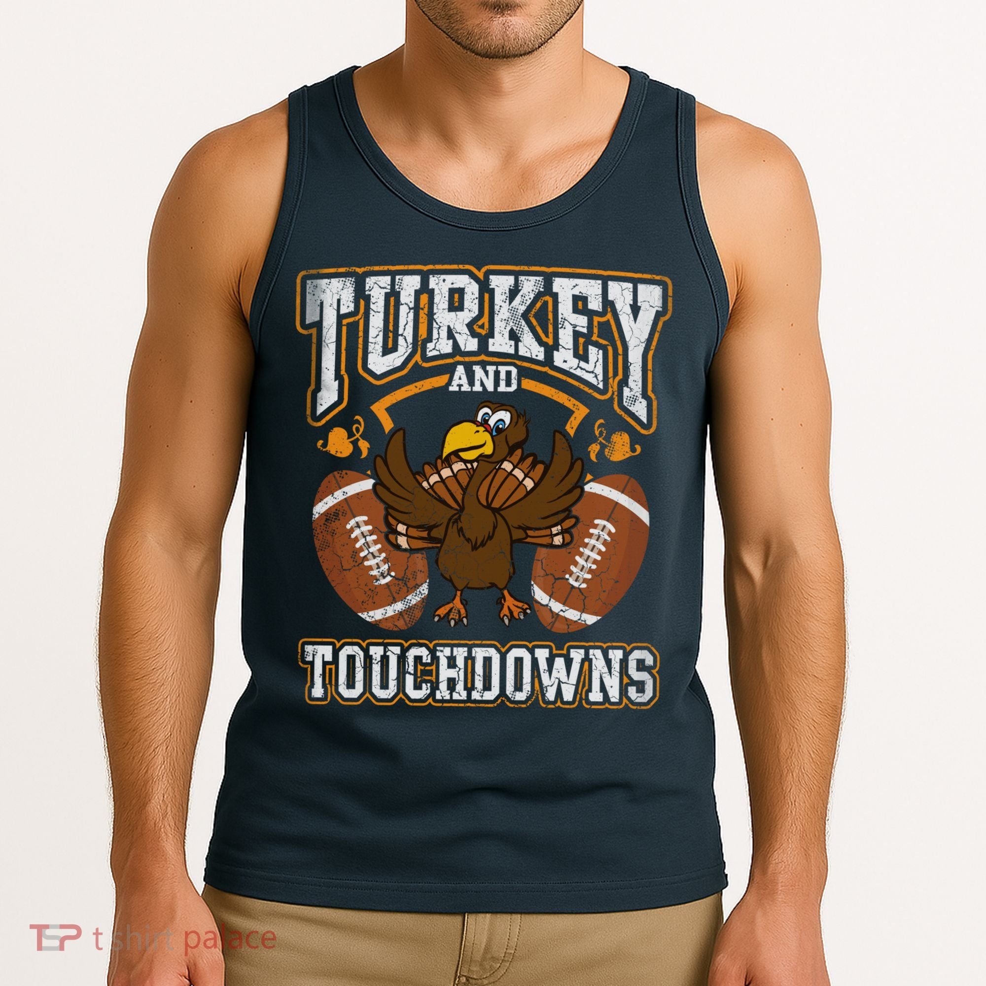 Thanksgiving Turkey And Touchdowns Football Tank Top