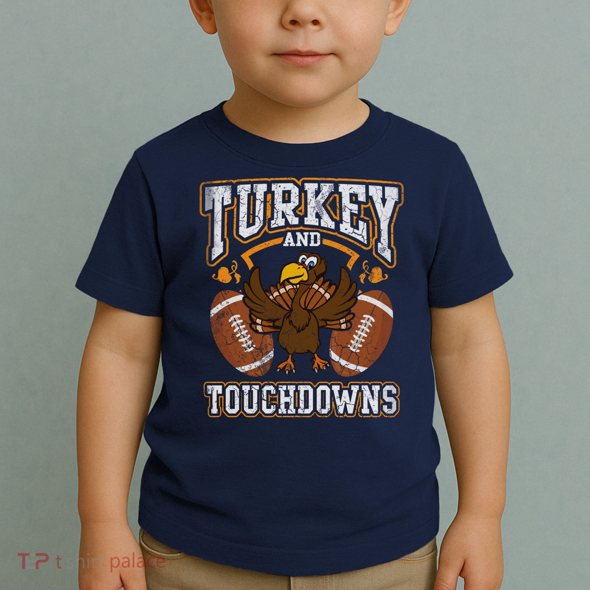 Thanksgiving Turkey And Touchdowns Football Toddler T-Shirt