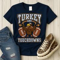 Thanksgiving Turkey And Touchdowns Football Women's T-Shirt thumb 3
