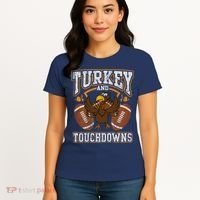 Thanksgiving Turkey And Touchdowns Football Women's T-Shirt thumb 4