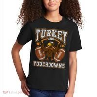 Thanksgiving Turkey And Touchdowns Football Kids T-Shirt thumb 2