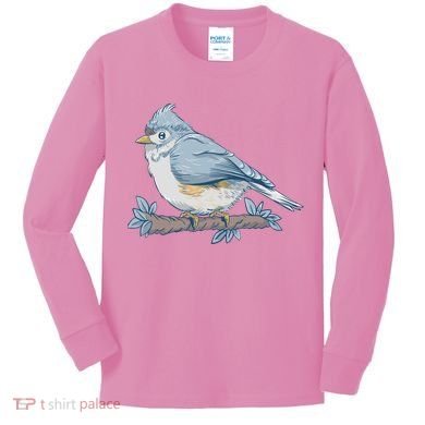 Tufted Titmouse Bird Cute Gift Kids Long Sleeve Shirt