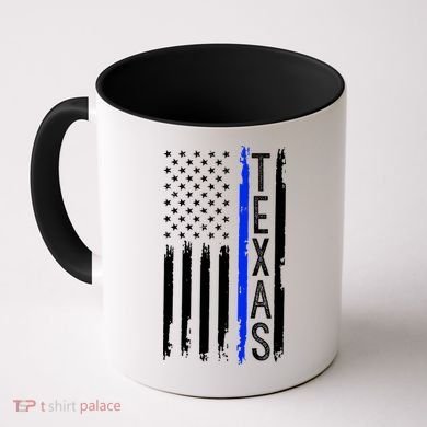 Texas Thin Blue Line Flag Police Design Coffee Mug