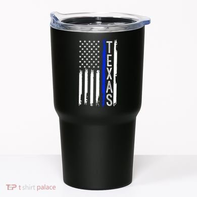 Texas Thin Blue Line Flag Police Design Tumbler