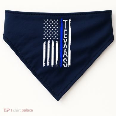Texas Thin Blue Line Flag Police Design USA-Made Doggie Bandana