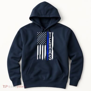 Texas Thin Blue Line Flag Police Design Hoodie