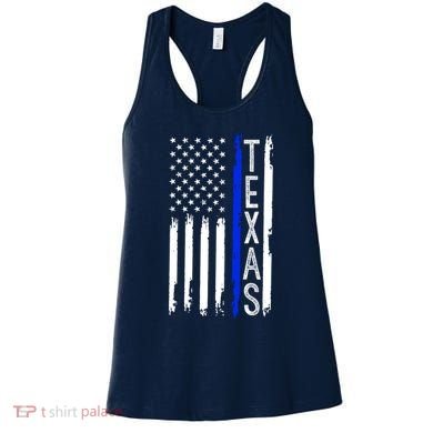 Texas Thin Blue Line Flag Police Design Women's Tank Top