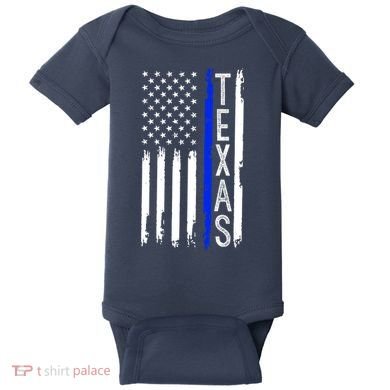 Texas Thin Blue Line Flag Police Design Baby Bodysuit