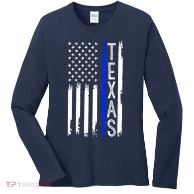 Texas Thin Blue Line Flag Police Design Women's Long Sleeve Shirt