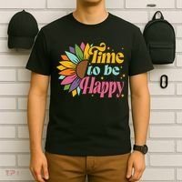 Time To Be Happy Colorful Sunflower T-Shirt thumb 6