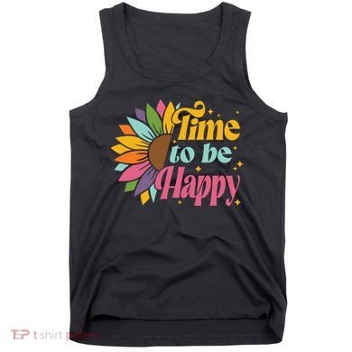 Time To Be Happy Colorful Sunflower Tank Top
