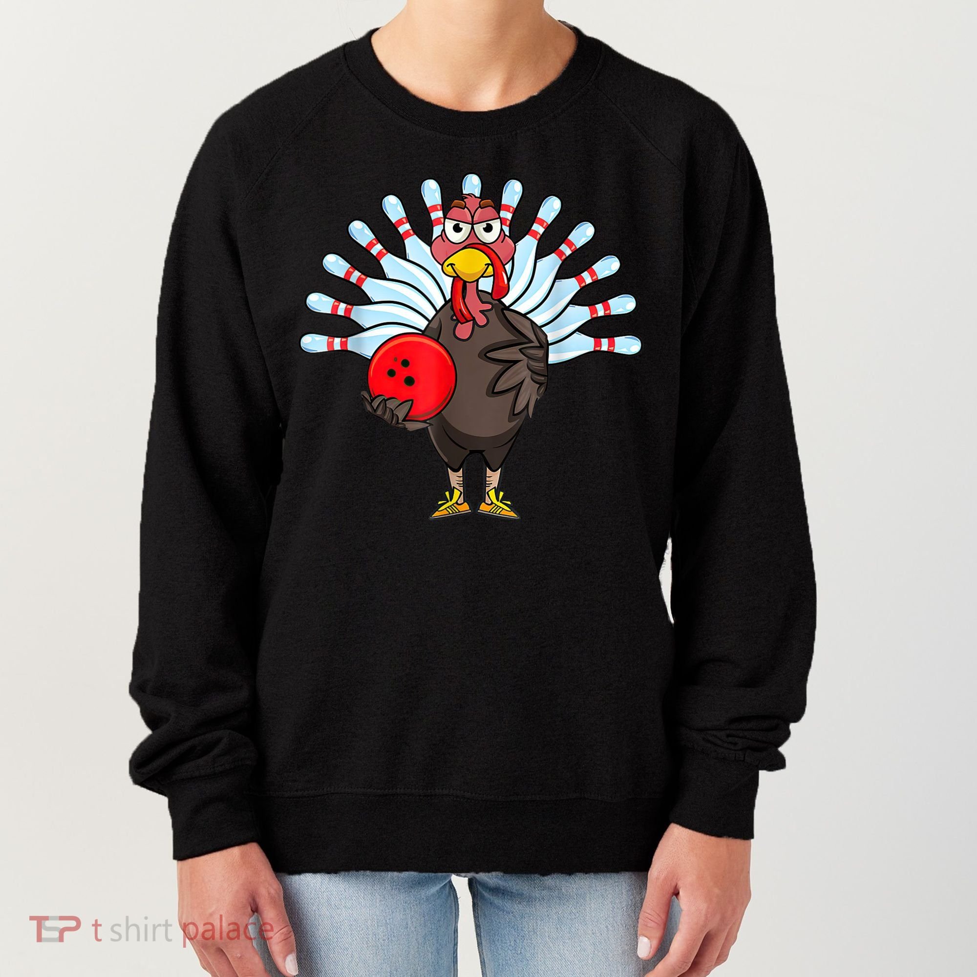 Thanksgiving Turkey Bowling Pin Matching Team Women's Sweatshirt