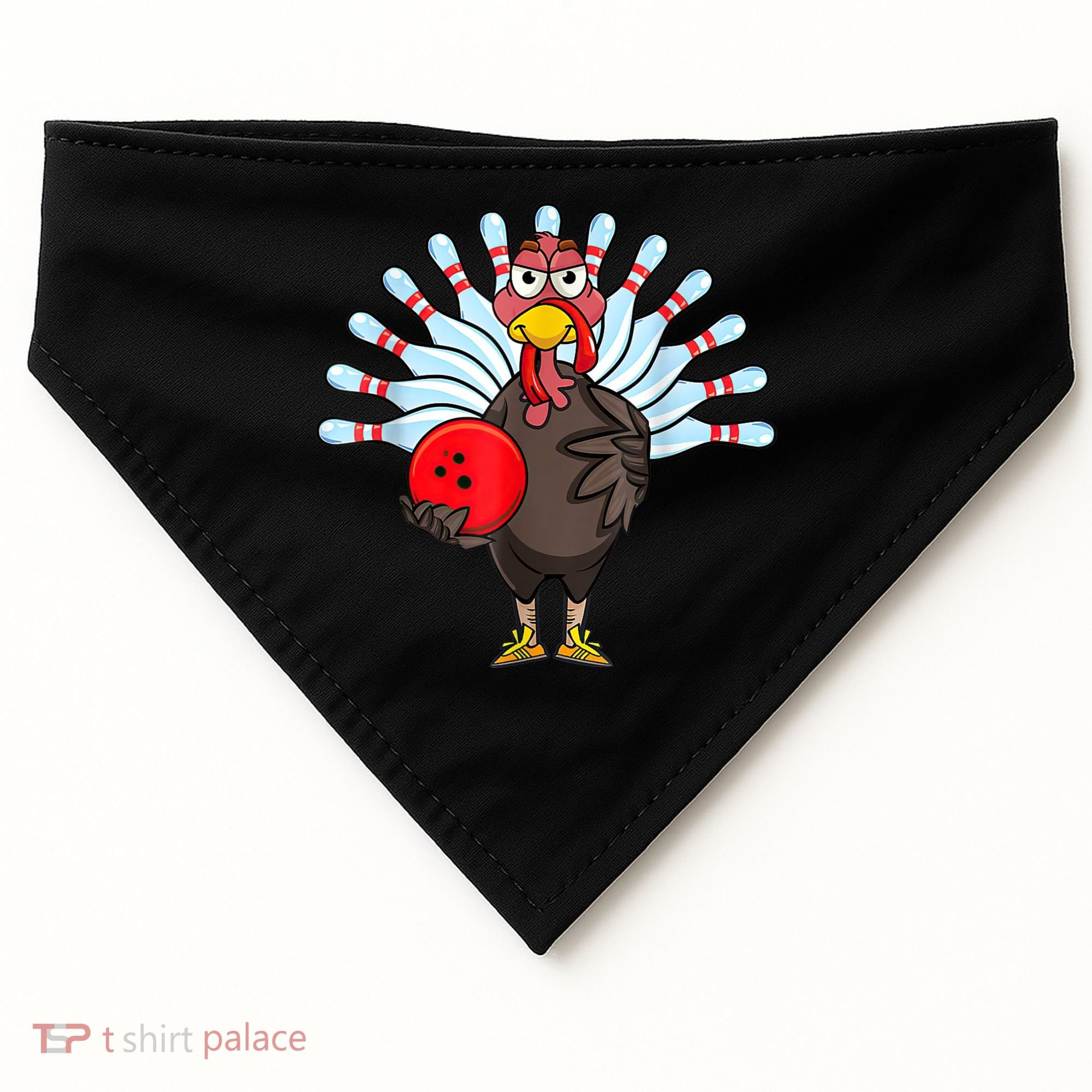 Thanksgiving Turkey Bowling Pin Matching Team USA-Made Doggie Bandana