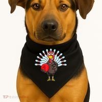 Thanksgiving Turkey Bowling Pin Matching Team USA-Made Doggie Bandana thumb 1