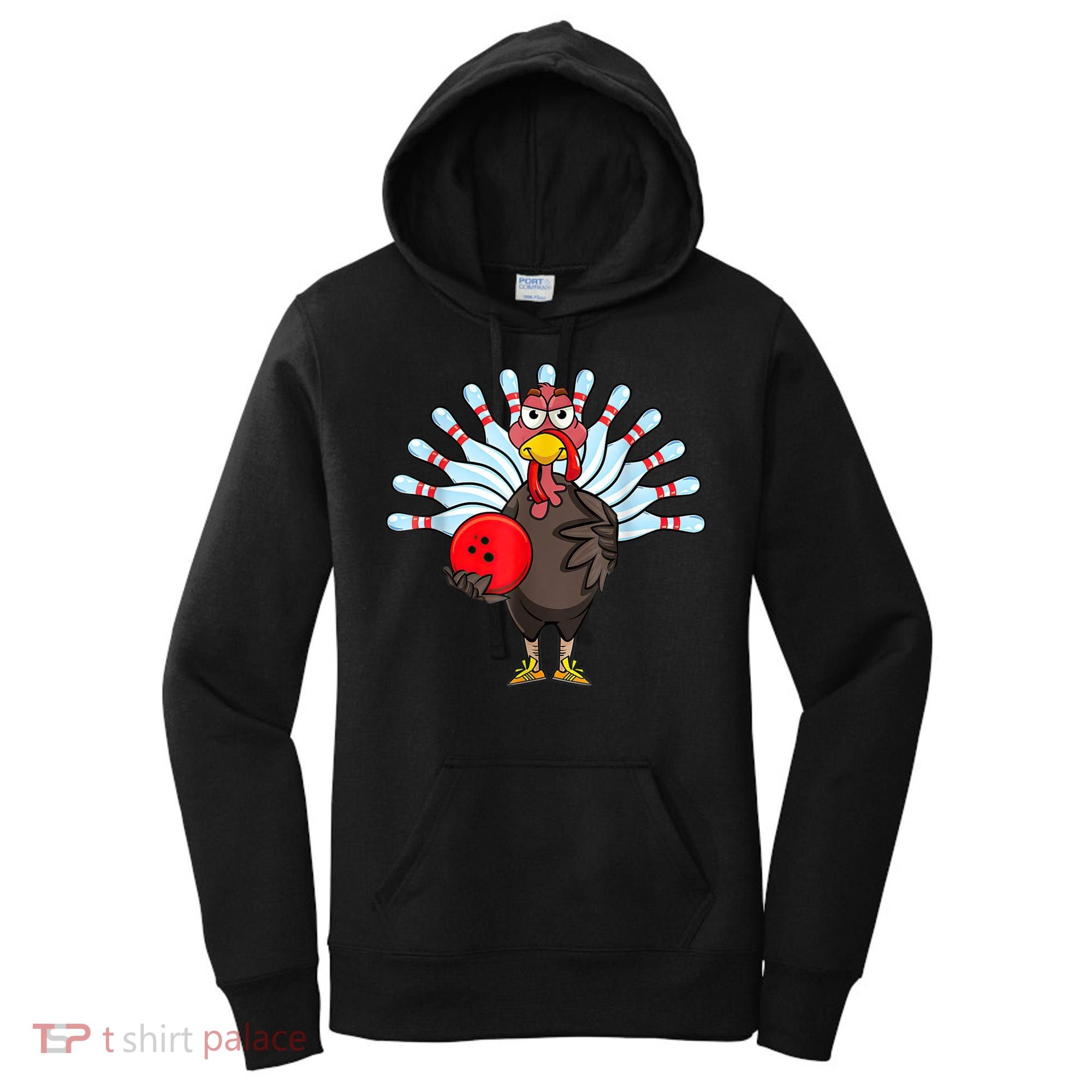 Thanksgiving Turkey Bowling Pin Matching Team Women's Hoodie