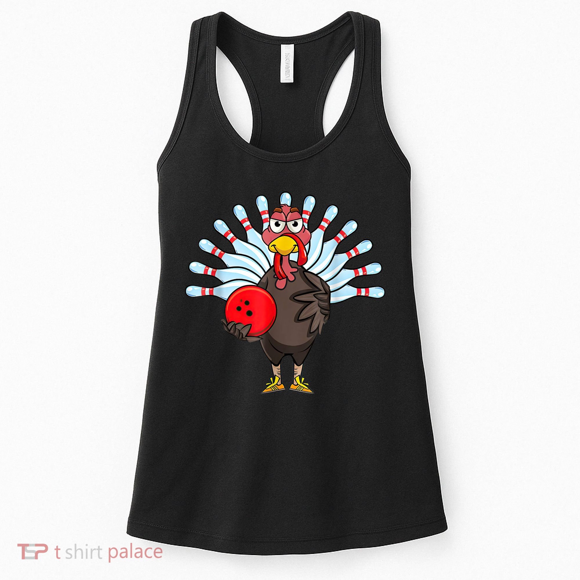Thanksgiving Turkey Bowling Pin Matching Team Women's Tank Top