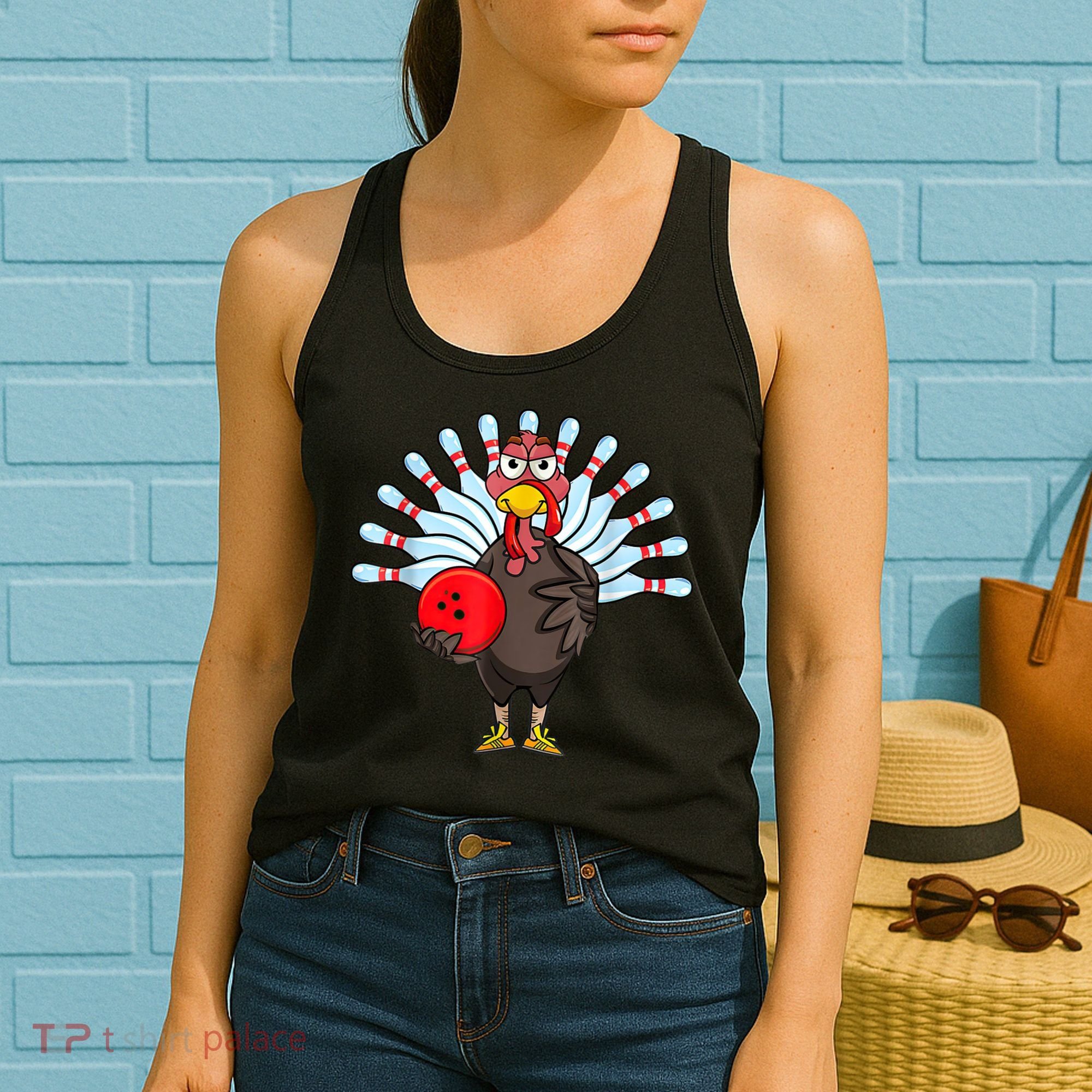 Thanksgiving Turkey Bowling Pin Matching Team Women's Tank Top
