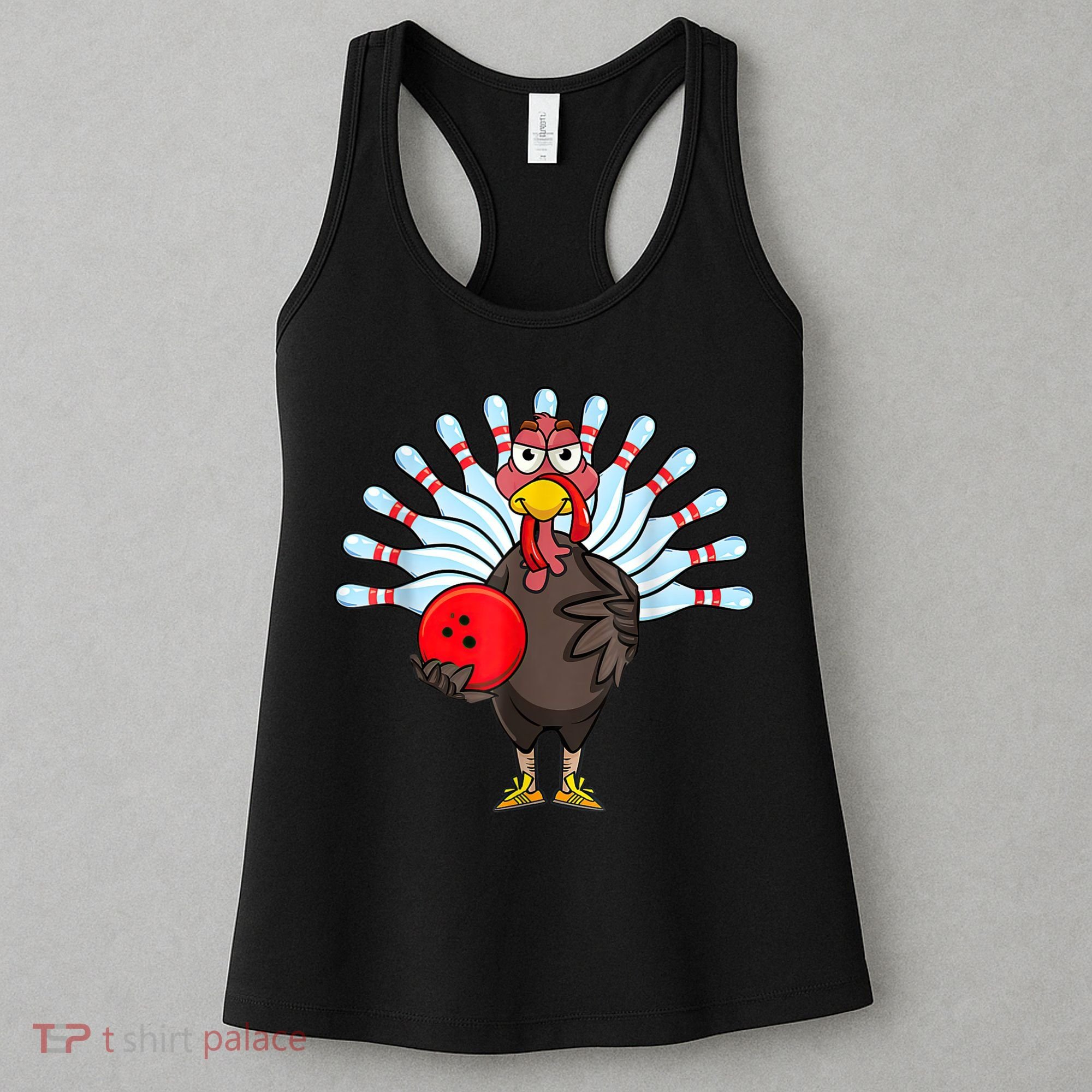 Thanksgiving Turkey Bowling Pin Matching Team Women's Tank Top